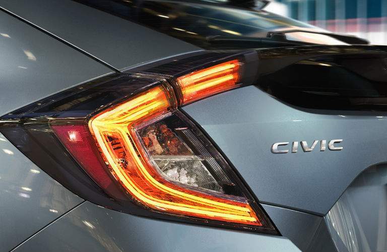 2018 Honda Civic Hatchback Rear Taillight and Civic Emblem on Rear End