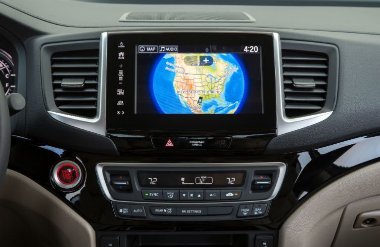 A photo of the infotainment system in the 2019 Ridgeline.