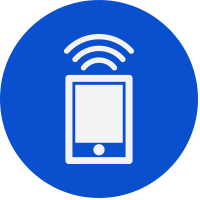 Smartphone icon on blue dot