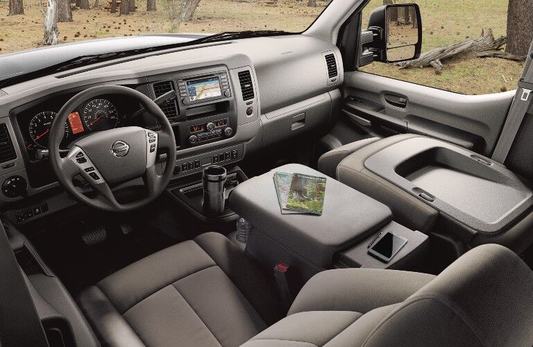 front interior view of the 2021 Nissan NV