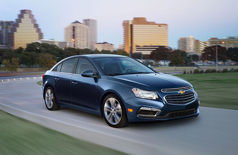 Elegant blue 2016 Chevy Cruze on the road