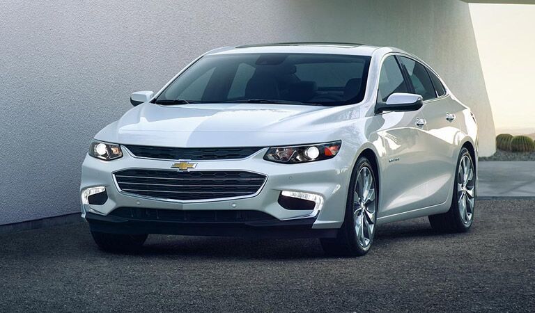 Midsize Chevy Malibu in white looking fine