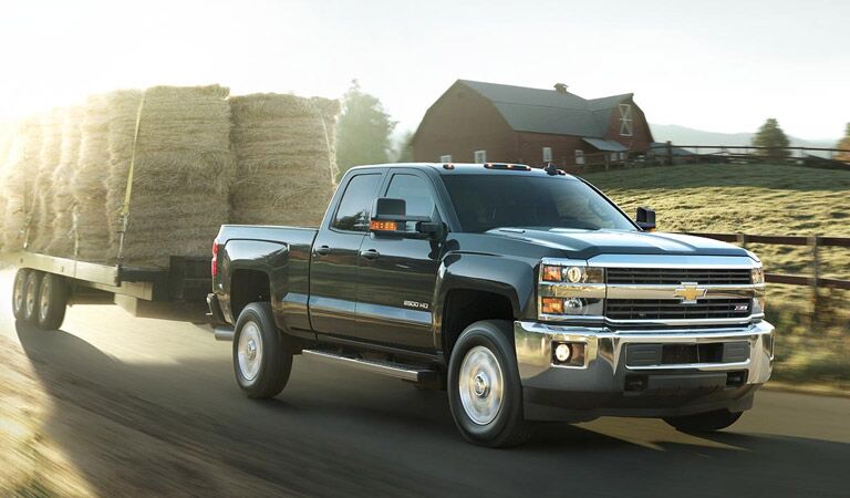 Heavy duty Chevy Silverado 2500HD working on the farm