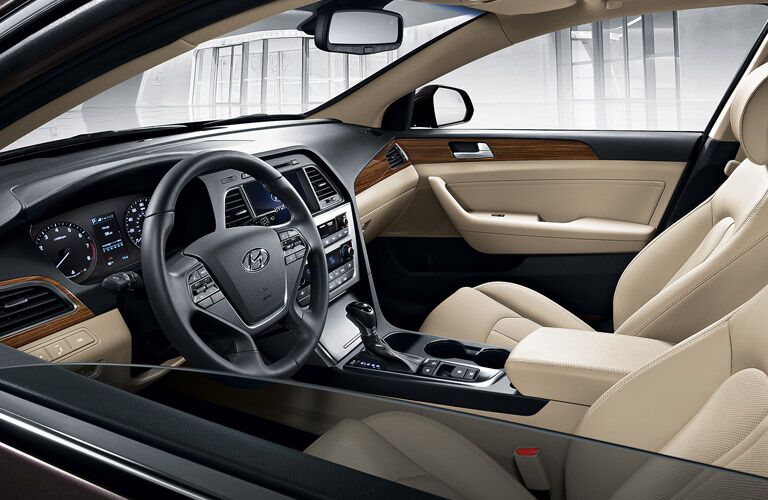 interior of the 2016 Hyundai Sonata in pace upholstery