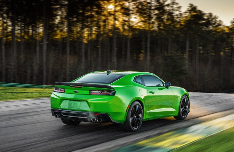 green 2017 Chevy Camaro on the road