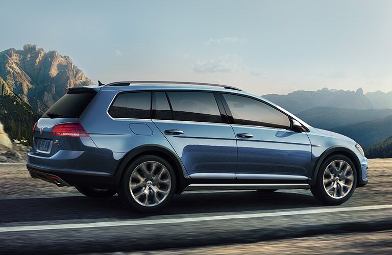 2019 VW Golf Alltrack parked near mountains
