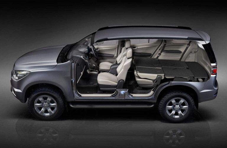 The interior of the discontinued Chevrolet Trailblazer is spacious for passengers and cargo