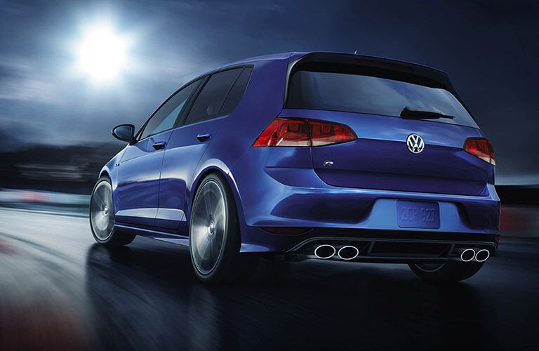 rearview of volkswagen golf r exhaust