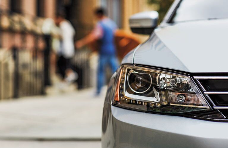 front view and headlights of volkswagen jetta
