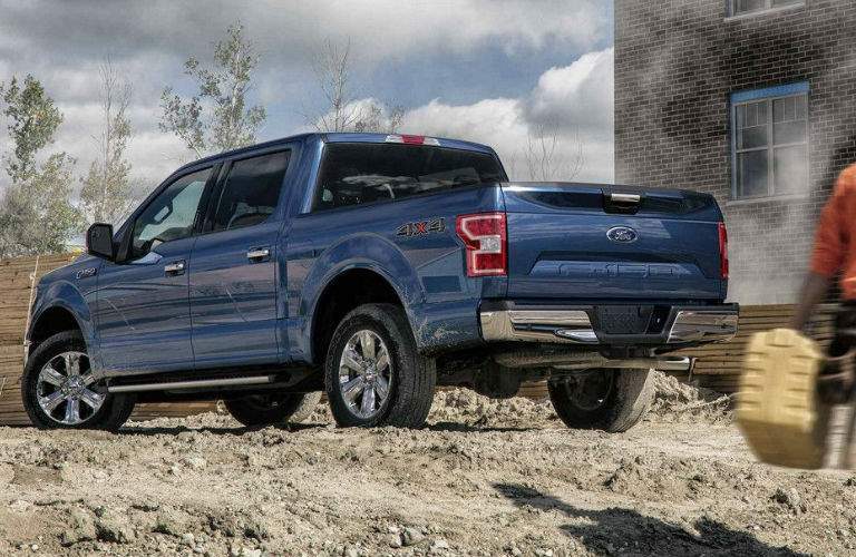 rear view of a blue 2018 Ford F-150