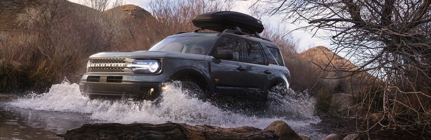 2021 Ford Bronco Sport forging water with roof storage box