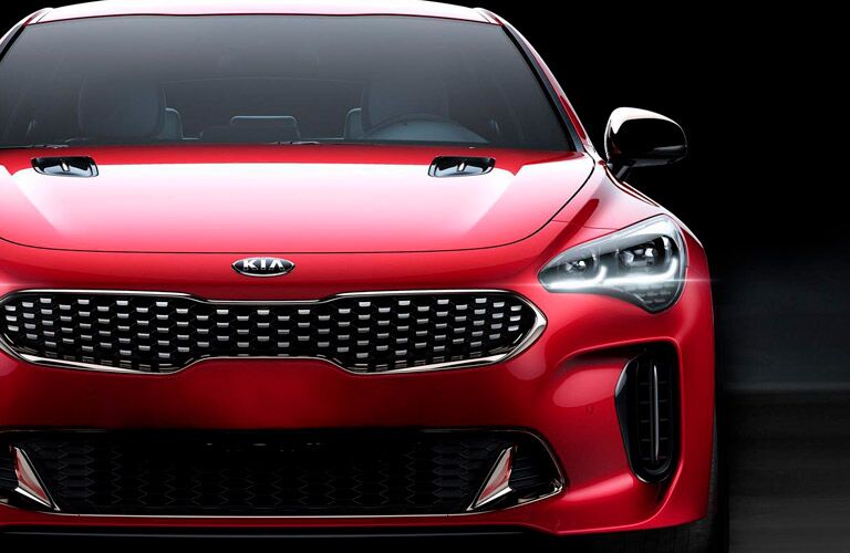 red kia stinger gt closeup