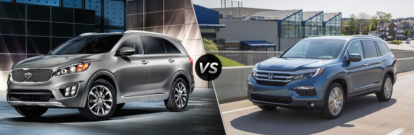 2018 Kia Soo Vs Honda Pilot Friendly 2018 Kia Soo Vs Honda Piliot Shown On Split Screen Featuring The Two Models