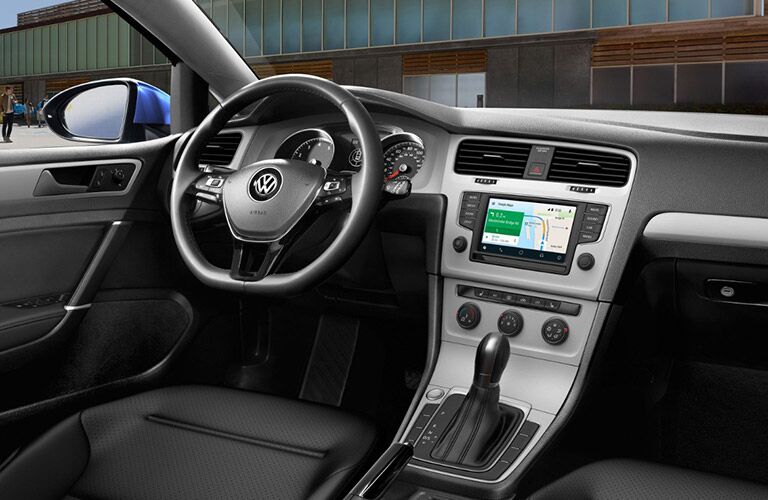Front dash of 2017 Volkswagen Golf with VW Car-Net App-Connect infotainment system
