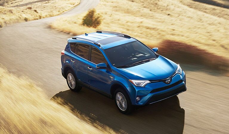2017 Toyota RAV4 Hybrid driving on desert road