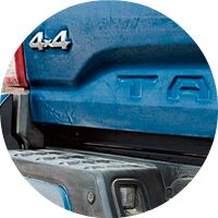 blue 2017 Toyota Tacoma tailgate closeup