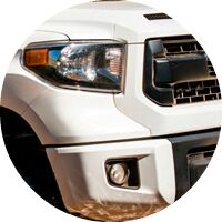 white 2017 Toyota Tundra front grille and headlight closeup