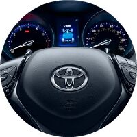 2018 Toyota C-HR steering wheel and instrument cluster closeup