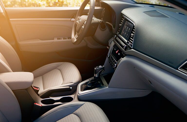 Front two seats and steering wheel of 2017 Hyundai Elantra
