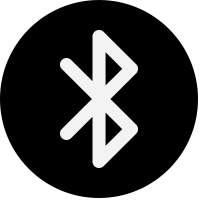 Black button with a Bluetooth symbol