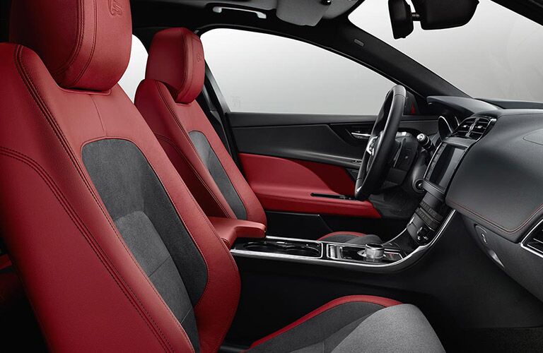 Red and Black 2017 Jaguar XE front Seat Interior