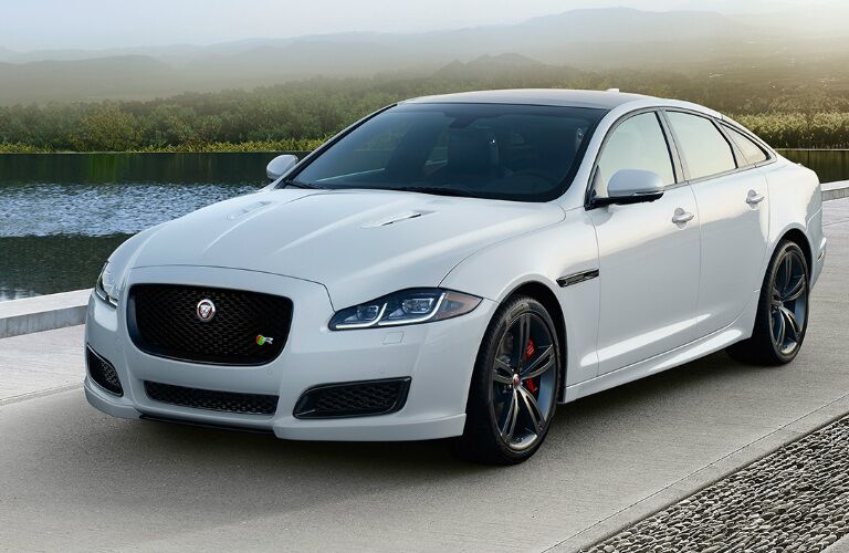 White 2017 Jaguar XJ on Road