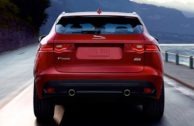 Red 2019 Jaguar F-PACE Rear Exterior on a Bridge