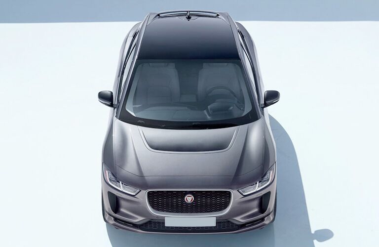 Overhead View of 2019 Jaguar I-PACE on Light Blue Background