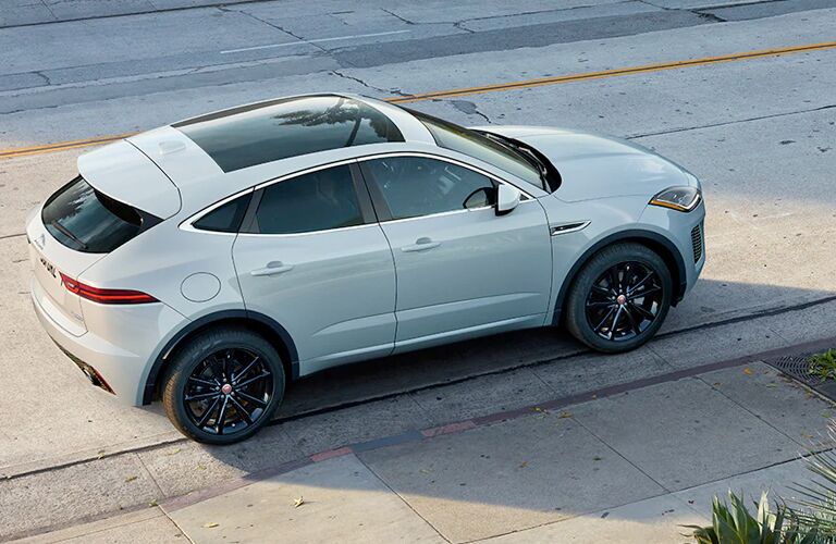 Overhead View of White 2020 Jaguar E-PACE with Sunroof