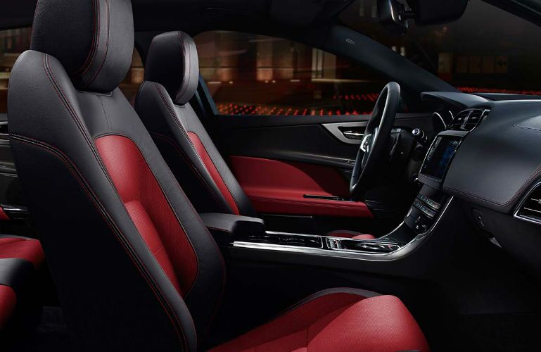 2017 Jaguar XE Two Tone Black and Red Leather Interior