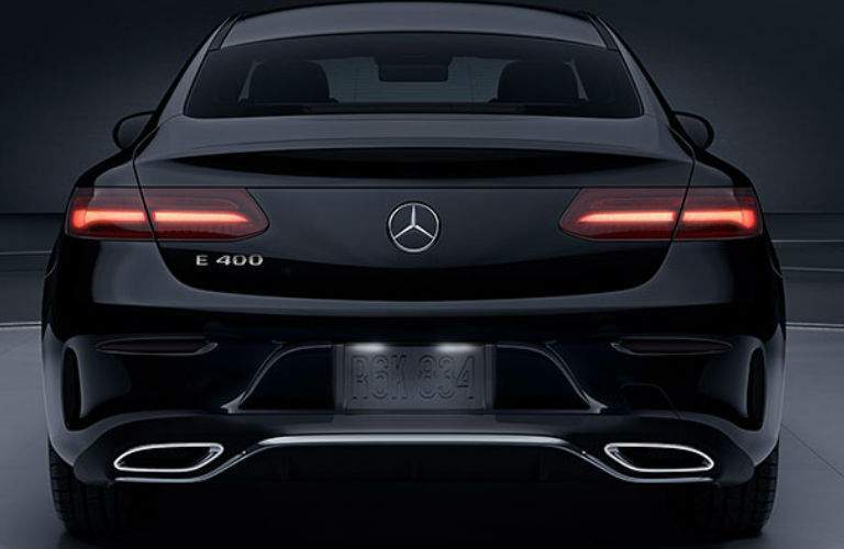 2018 E-Class Coupe Rearview in Black