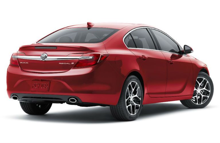 Rear profile of red 2016 Buick Regal