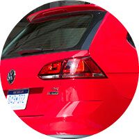 red 2017 VW Golf Alltrack rear
