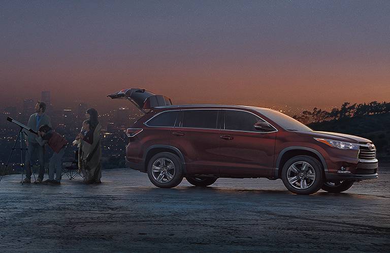 Red 2016 Toyota Highlander at Night