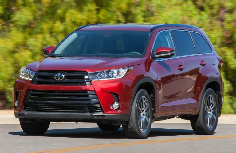 Red 2017 Toyota Highlander Front Exterior on Road
