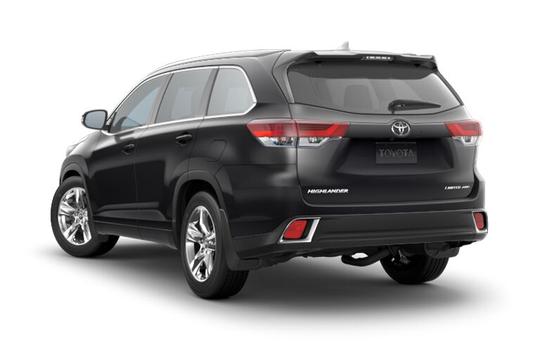 Black 2018 Toyota Highlander Rear Exterior on a White Background