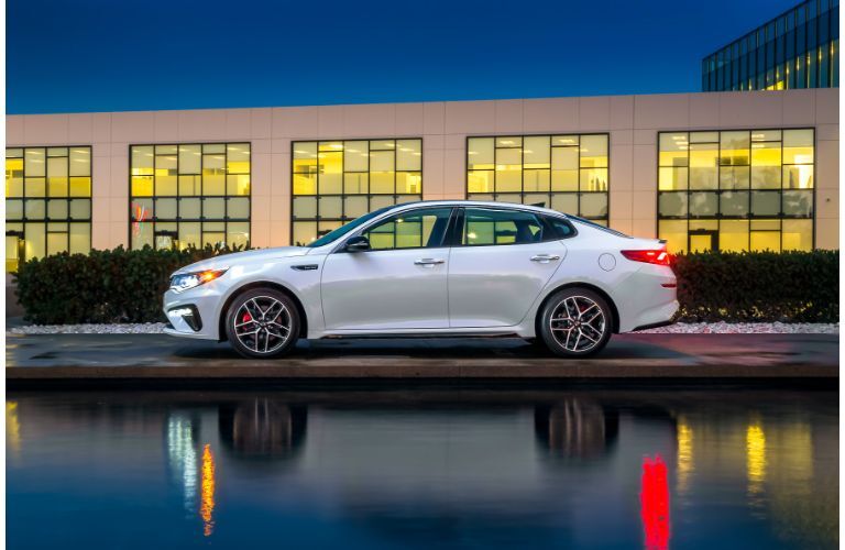 Side view of white 2020 Kia Optima