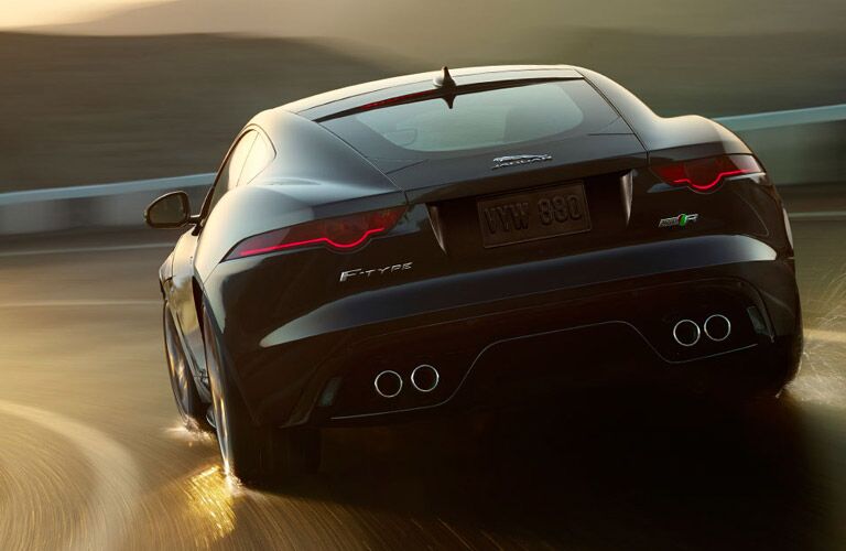 rearview of the black 2017 Jaguar F-Type