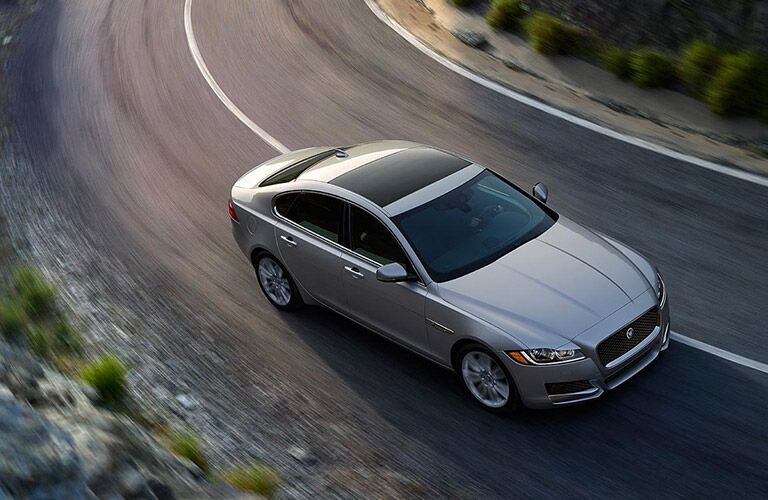 2017 Jaguar XF on the road, seen from above