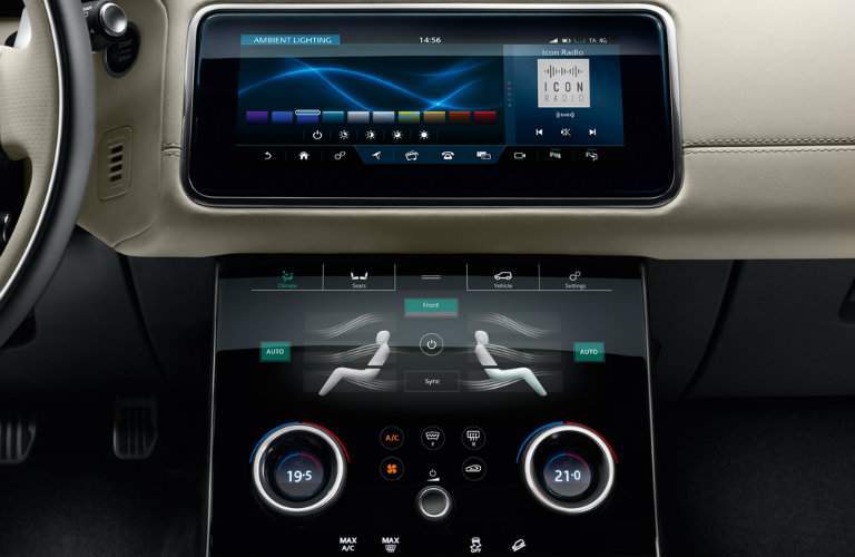 infotainment system in the dashboard of the 2018 Land Rover Range Rover Velar