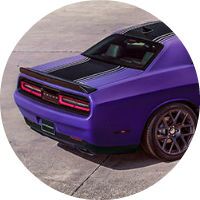 Rear view of the 2016 Dodge Challenger Plum Crazy