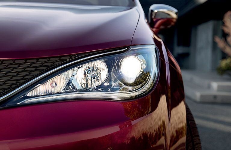 headlight closeup of the 2017 Chrysler Pacifica