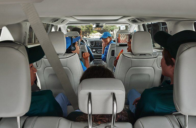 interior view of the 2017 Chrysler Pacifica Hybrid with most seats full