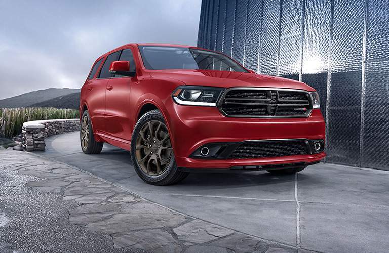 bold front view of a red 2018 Dodge Durango