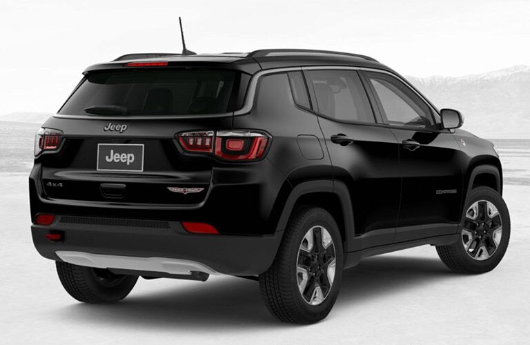 rear view of a black 2018 Jeep Compass Trailhawk