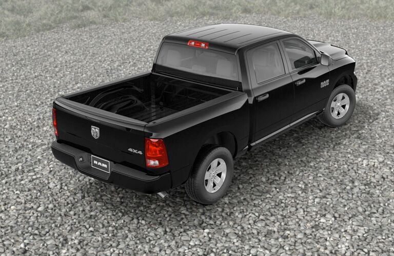 overhead and side view of black 2018 Ram 1500