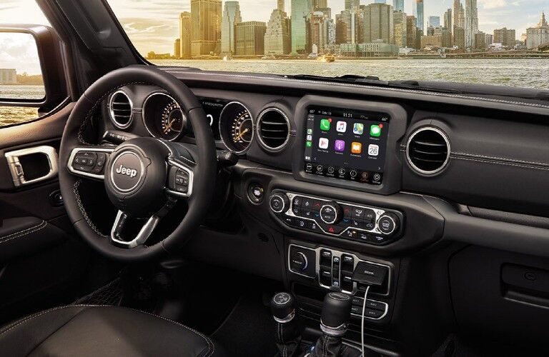 2021 Jeep Gladiator dashboard, steering wheel, and touchscreen
