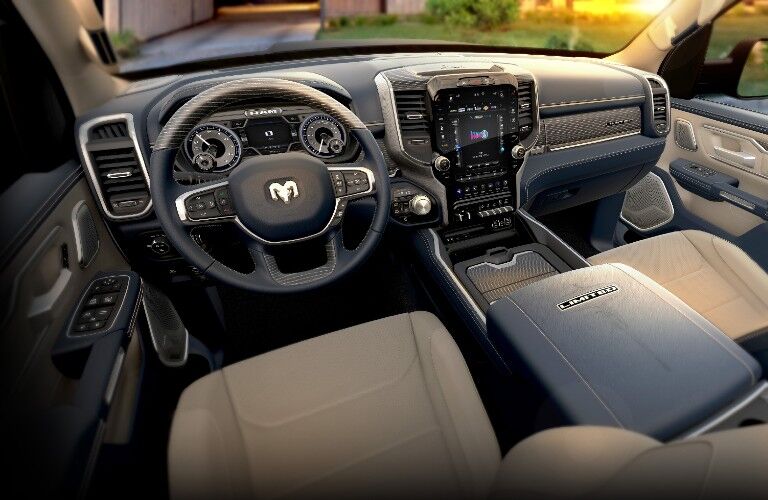 2021 RAM 1500 dashboard and steering wheel
