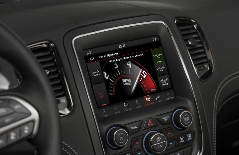 A photo of the touchscreen interface in the 2019 Durango.