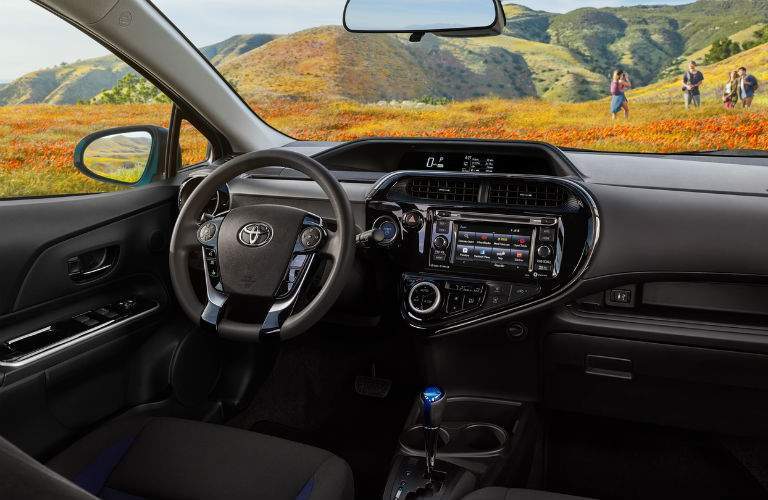 2018 Toyota Prius c steering wheel and dashboard